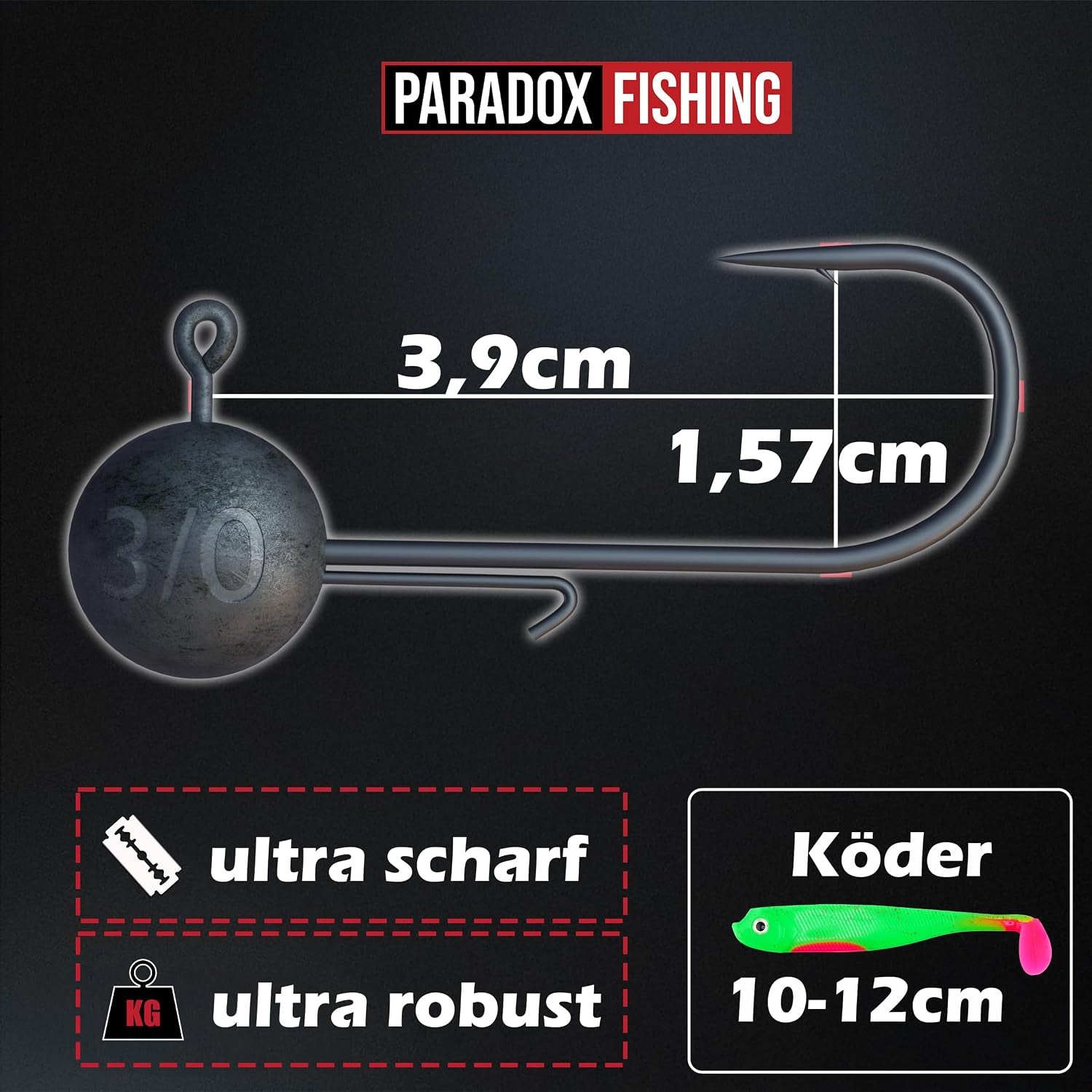 Paradox Fishing Jigköpfe Sets 2/0 3/0 4/0 5-28G - 15/25 St. - Jig Köpfe Gummifisch Mit Jighead Für Gummifische Zander Angelzubehör