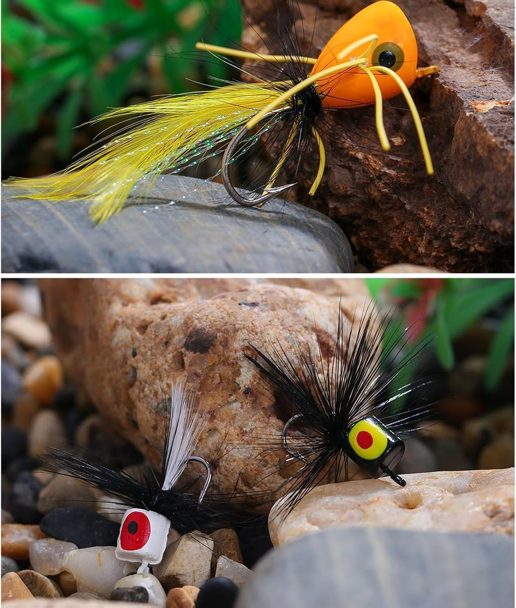 20Pcs Fly Fishing Lures, Realistic Outdoor Fishing Lures with Hooks, Salmon Bass Trout Grayling Panfish, for Lake Stream Reservoir Pond