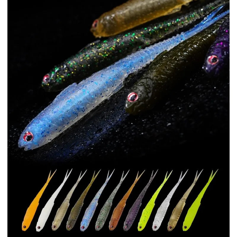 Real Shad 2.5Inch 3.1Inch Floating Pesca Artificial Silicone Soft Bait Fork Tail Jigging Fishing Lures Noctilucent