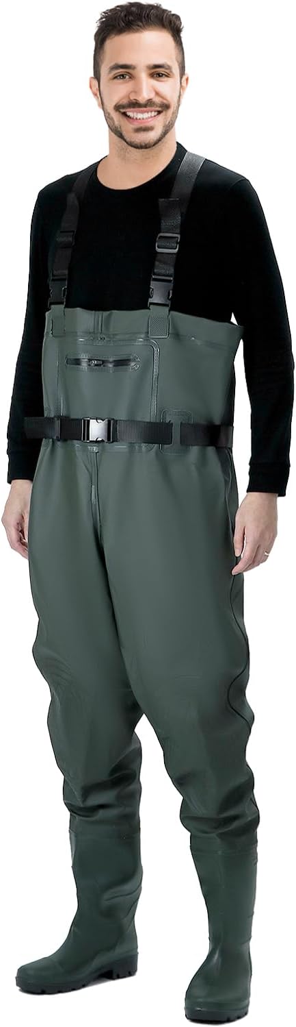 ® Wathose Herren Damen, Wasserdichte, Atmungsaktive Teich-Wathose Mit Stiefeln, Zum Angeln, Jagen Und in Der Landwirtschaft