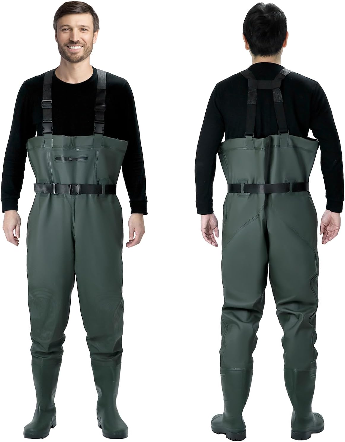 ® Wathose Herren Damen, Wasserdichte, Atmungsaktive Teich-Wathose Mit Stiefeln, Zum Angeln, Jagen Und in Der Landwirtschaft