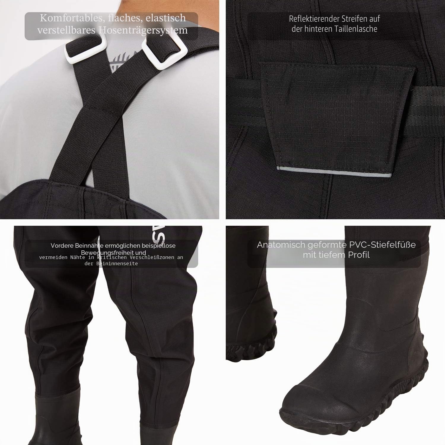 Bassdash 3D Anglerhose Wathose Wader Ultra High Strength Black Plaid Nylon PVC Angeln Jagd Wathosen Für Männer