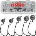 Paradox Fishing Premium Offset Jigköpfe Haken Set 1/0-3/0 (5G/5G/7G/10G/14G) 24 Stück Je 5/4 Stück I Offset Haken Mit Blei Cheburashka Blei Für Gummifische I Jig Head Set
