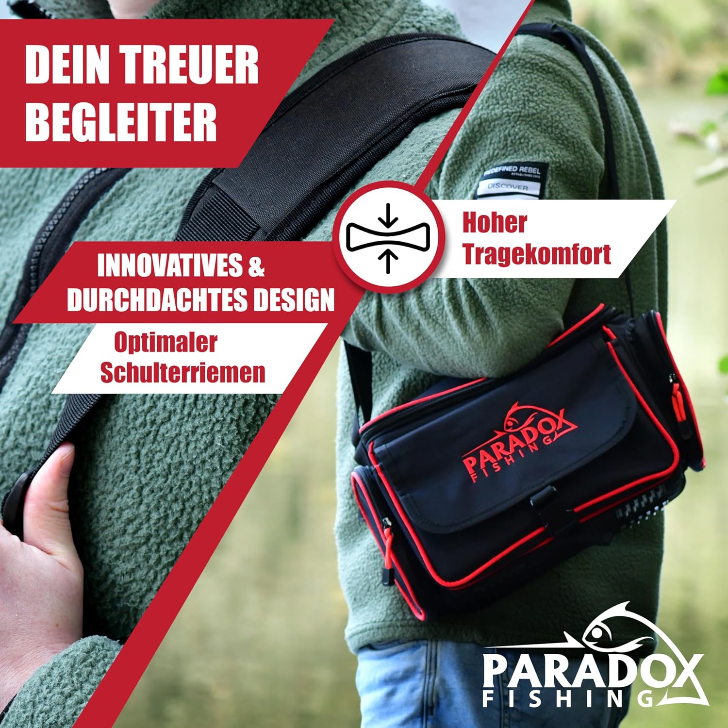 Paradox Fishing Angeltasche Mit Boxen I Inkl. 4 Boxen I Angelrucksack Angelkoffer - Viel Platz Für Köder Und Angelzubehör