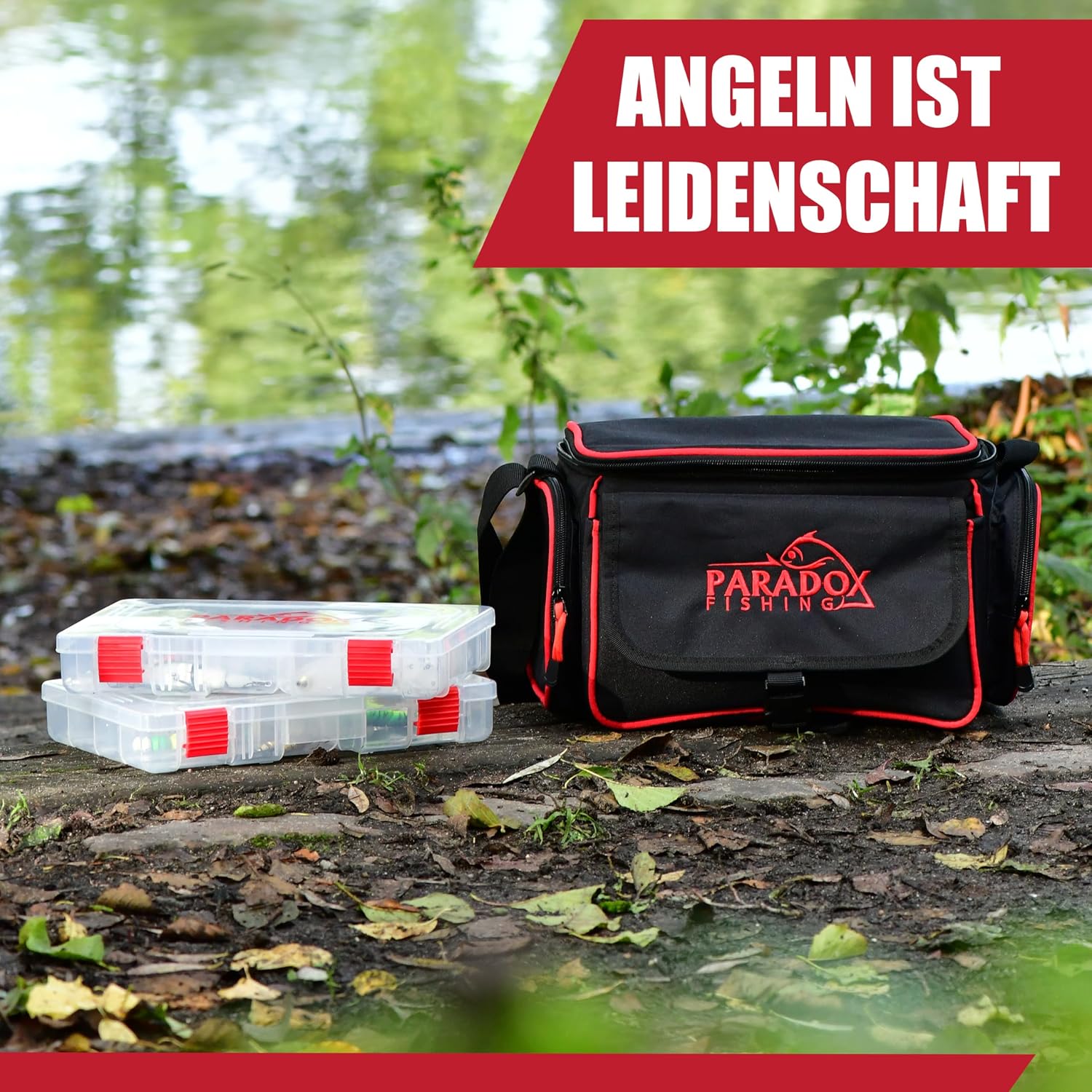 Paradox Fishing Angeltasche Mit Boxen I Inkl. 4 Boxen I Angelrucksack Angelkoffer - Viel Platz Für Köder Und Angelzubehör