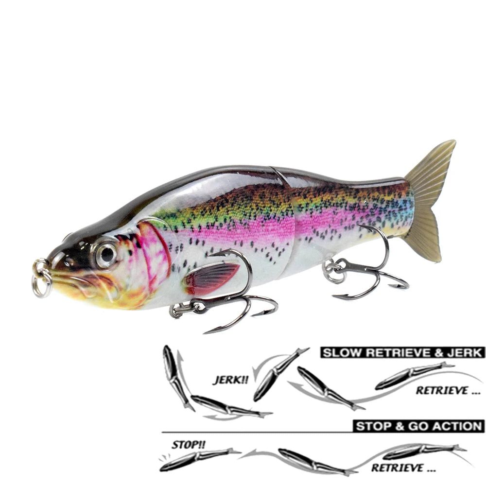 6.5Inch 56G Wobbler Jointed Fishing Lures Hard Glide Bait Soft Tail Float Slide Swimbait Bass Fishing Tackle