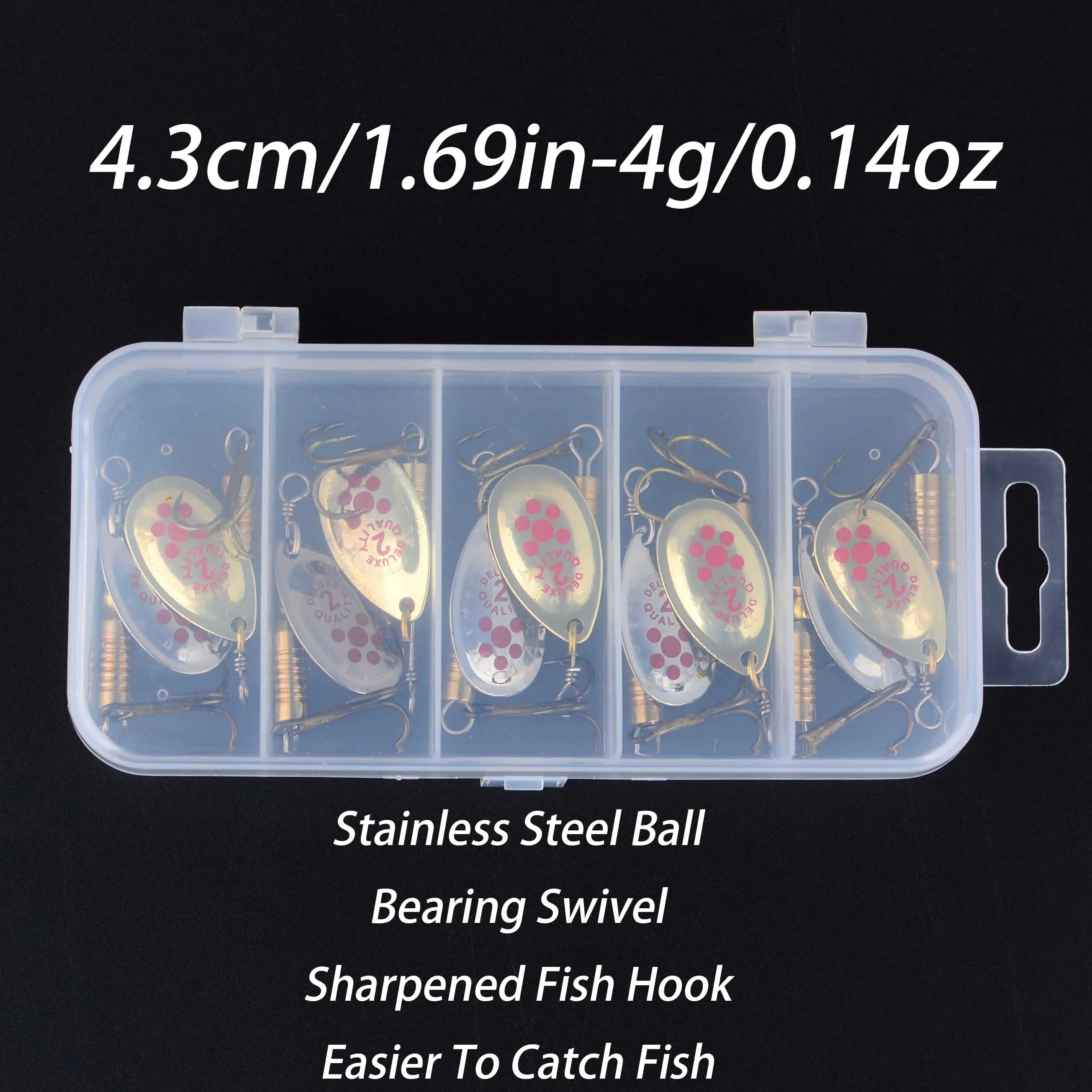 10Pcs/Box Spinner Fishing Lures Wobblers Crankbaits Jig Gold and Silver Metal Sequin Trout Spoon Carp Fishing Pesca
