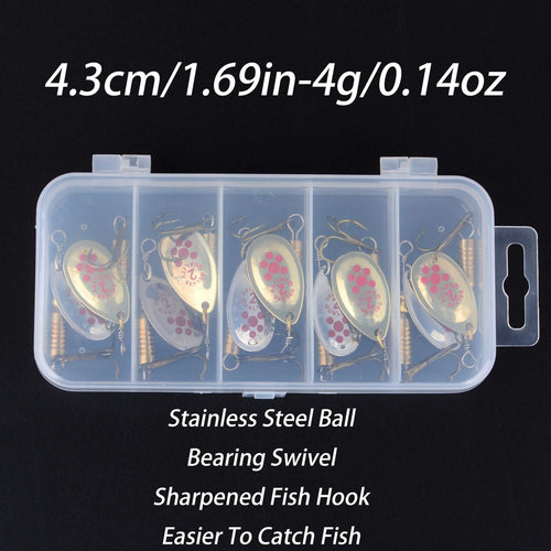 10Pcs/Box Spinner Fishing Lures Wobblers Crankbaits Jig Gold and Silver Metal Sequin Trout Spoon Carp Fishing Pesca