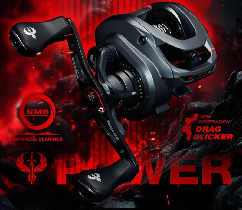 NNEOBA Commando Power Baitcaster Reel 9kg Right-Handed Black