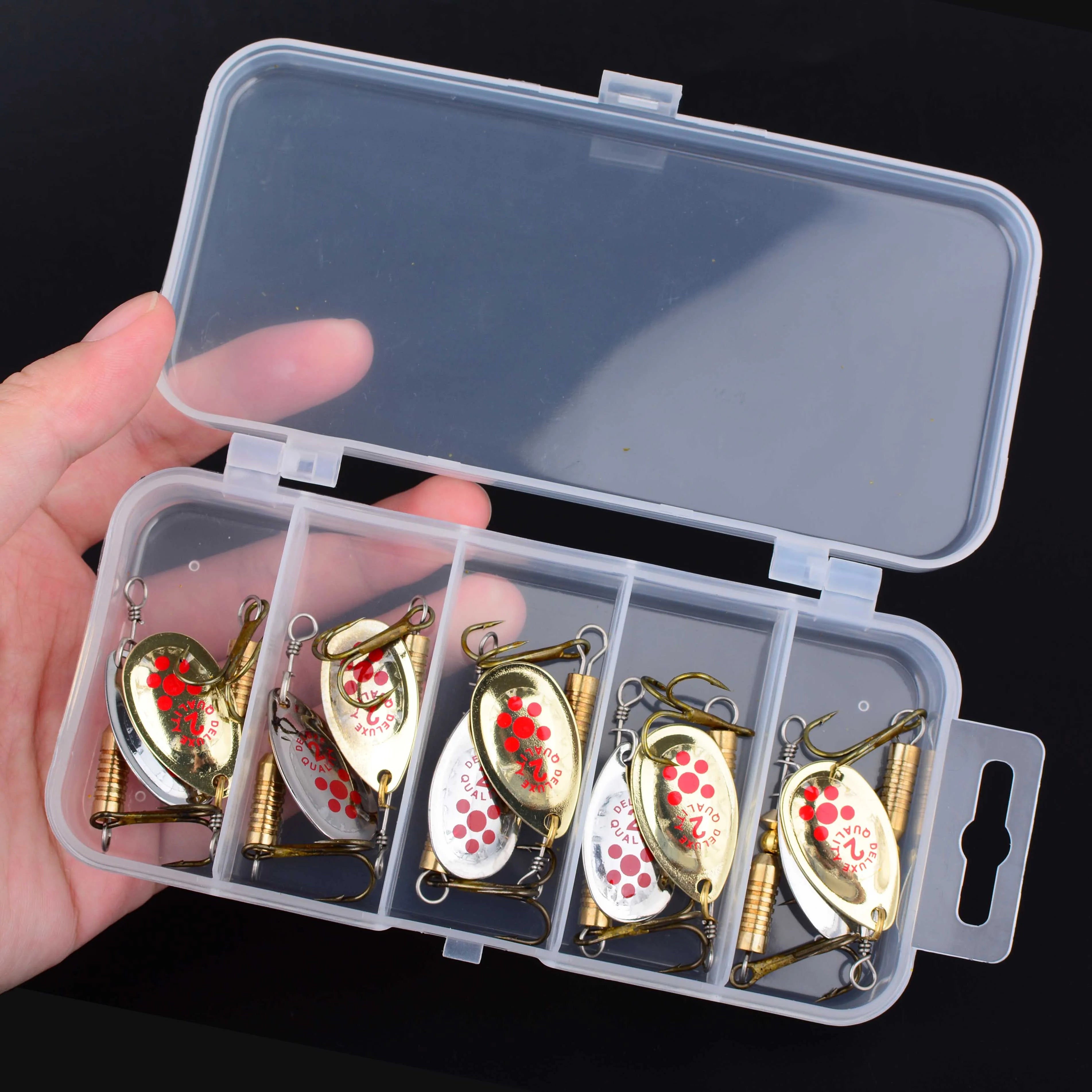 10Pcs/Box Spinner Fishing Lures Wobblers Crankbaits Jig Gold and Silver Metal Sequin Trout Spoon Carp Fishing Pesca
