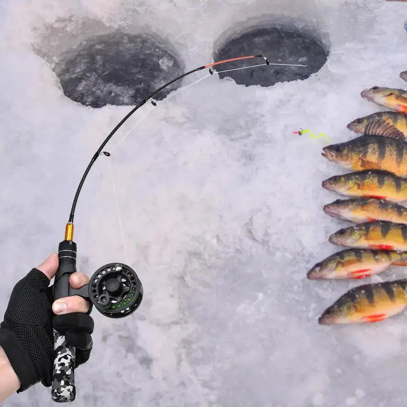 Ice Fishing Rod Winter Fishing Rod Fishing Pole Kit with Solid Rod Tip Design Compact Tackles for Underwater Fishing Use