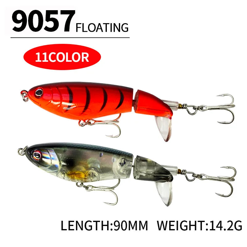 90Mm 14G Rotating Tail Fishing Lures Flexible Whopper Plopper Artificial Bait Swimbait Topwater Bass & Redfish Fishing Supplies
